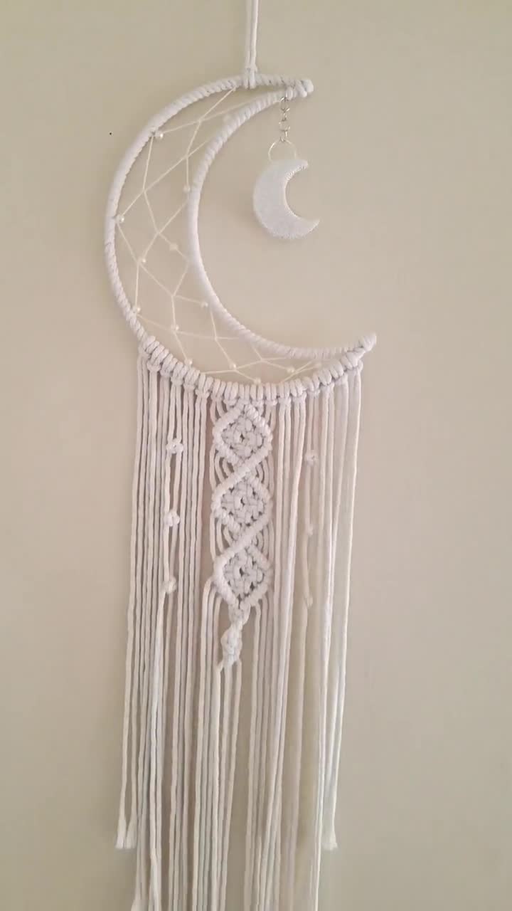 Small Dream Catcher Metal bound with Black Cotton Crystal Beads & Cotton Tassels 