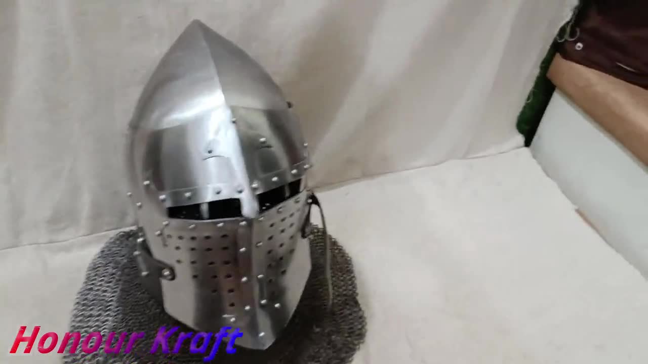 Middeleeuwse stalen pantser conische helm voor SCA Combat Legal Armour Helm Accessoires Hoeden & petten Helmen Militaire helmen 