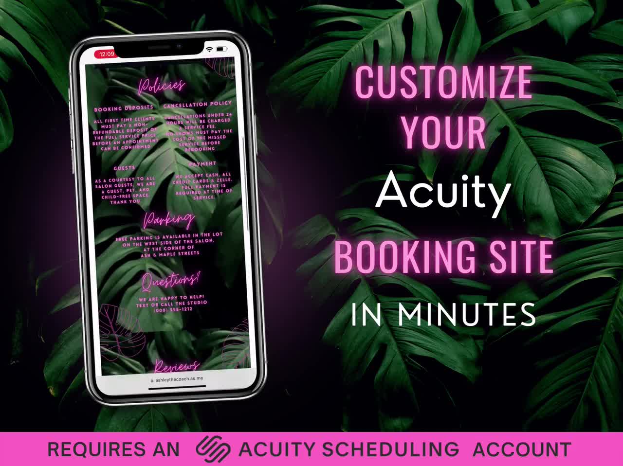 Tropical Leaves Nail Tech Acuity Scheduling Site Template - Etsy