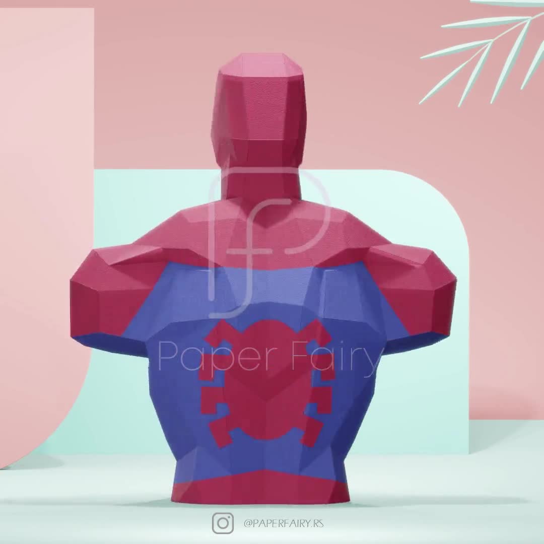 Low Poly Spiderman Bust 3d Papercraft Sculpture Spiderman 3D - Etsy