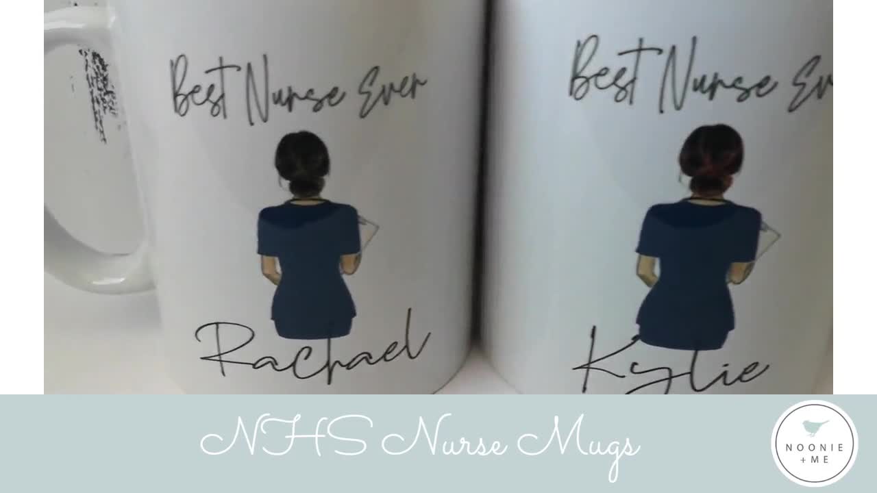 Personalised Gift NHS Nurse Light Green Black Mug Cup Birthday Xmas Name Text 