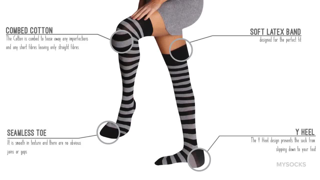Mysocks® 3 paires de chaussettes unisexes de genou multi de conception avec le coton peigné très fin 