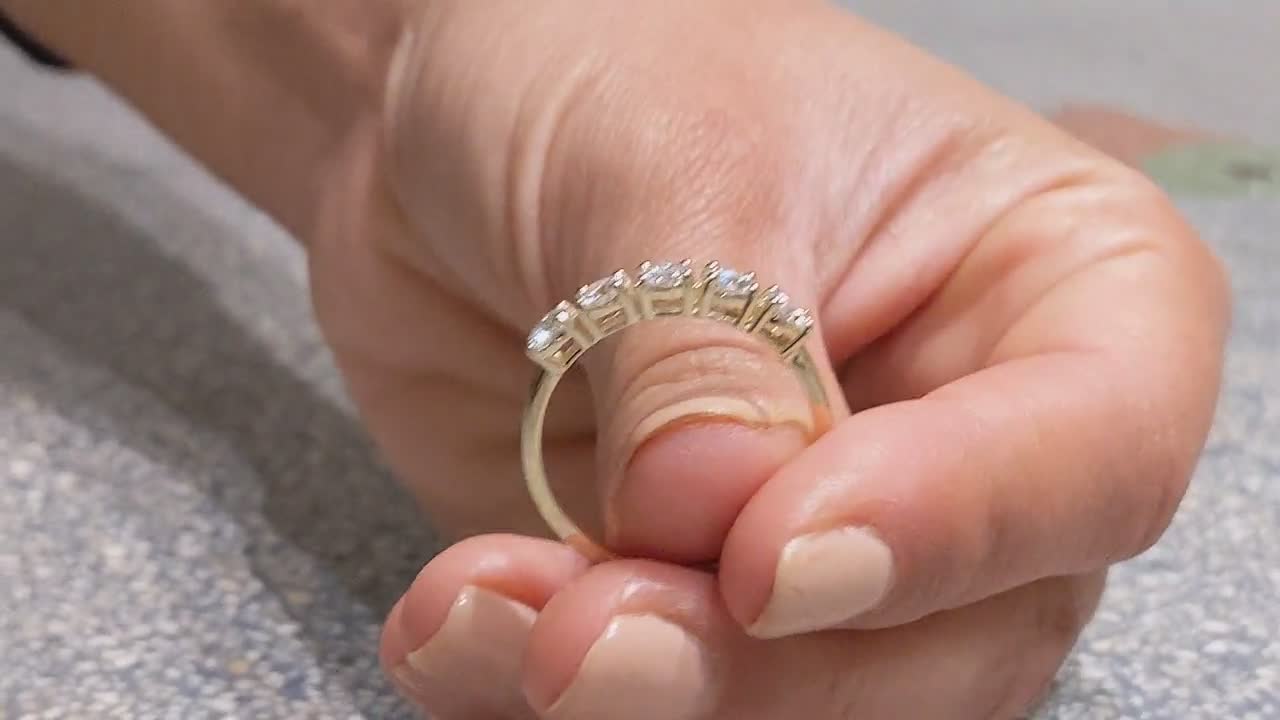 Krivox 5 ct Simulated Diamond 14k Yellow Gold Finish Eternity Wedding Anniversary Band Ring for Women's