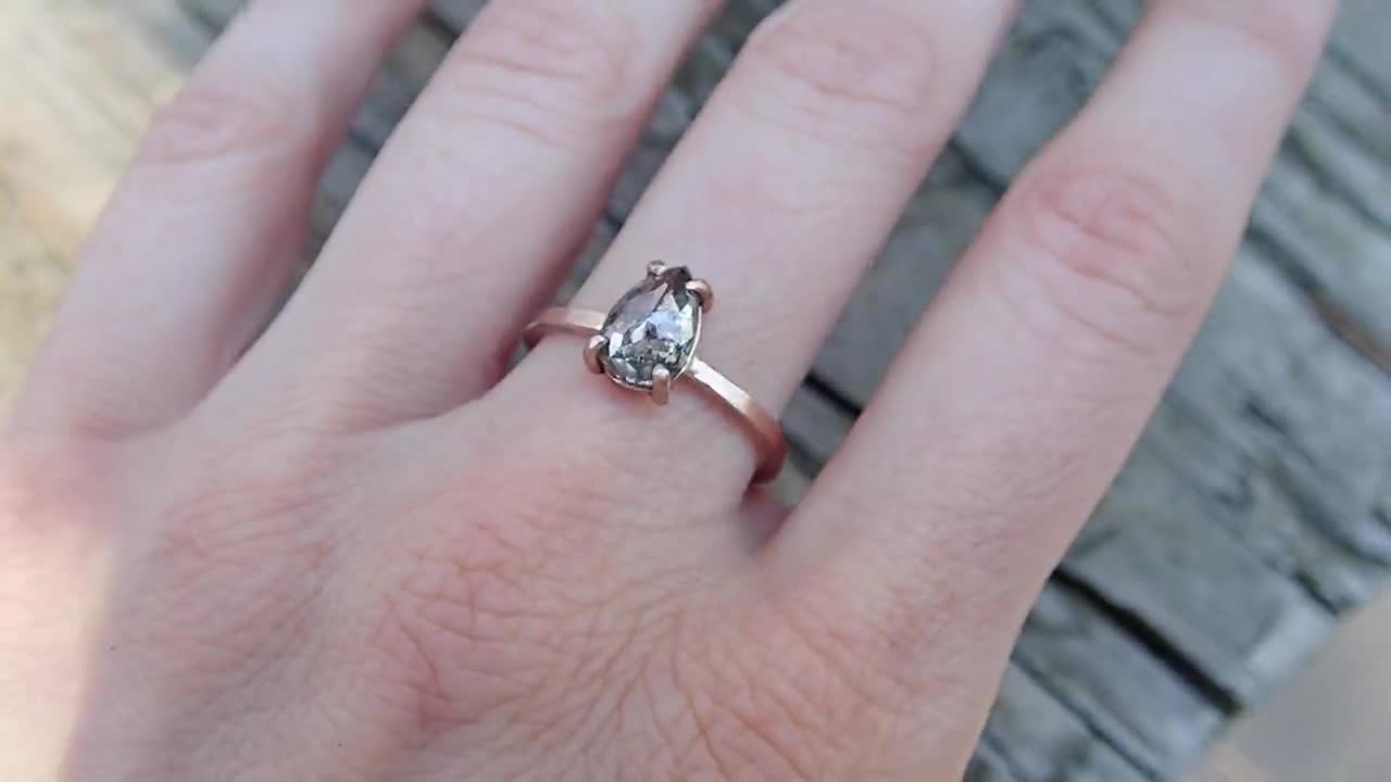 pear shaped raw diamond ring