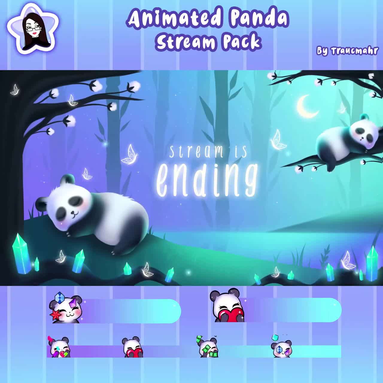 ANIMATED Panda Stream Pack Overlays Scenes Alerts Panels - Etsy