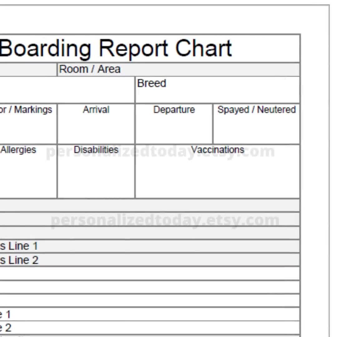 Printable Kennel Dog Boarding Report Chart Print and Write and - Etsy Printable Kennel Dog Boarding Report Chart Print and Write and - Etsy