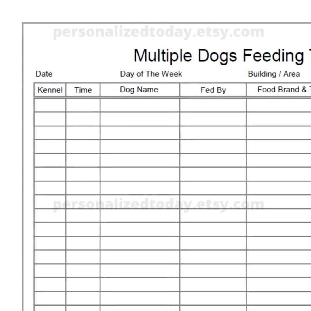 Puppy Feeding Chart Downloadable Printable And PDF Fillable 42% OFF
