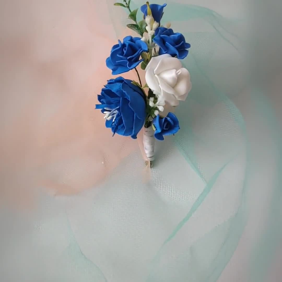 3 Royal Blue Corsages Or Wrist let Flowers Weddings Party’s Decoration Favors 