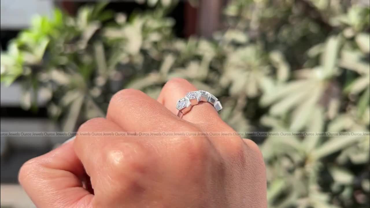 Hexagon Cut Diamond Engagement Ring 