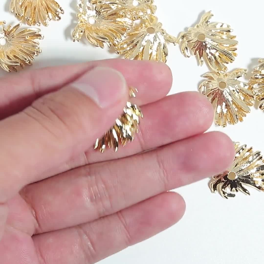 RGP2783 Gold Leaves Pendant 18K Real Gold Plated Brass 23.68x11.35x1.05mm Brass Leaves Earring Charms Jewelry Supplies
