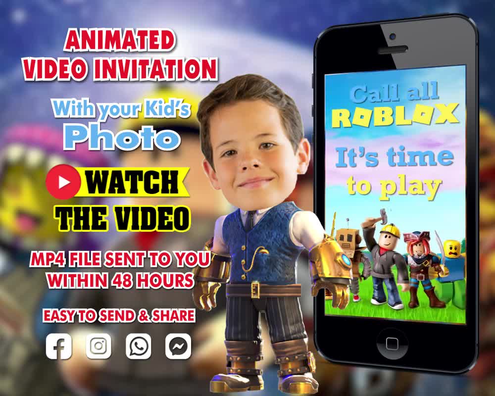 Boy Roblox Birthday Video Invitation With Child's Face as - Etsy Australia