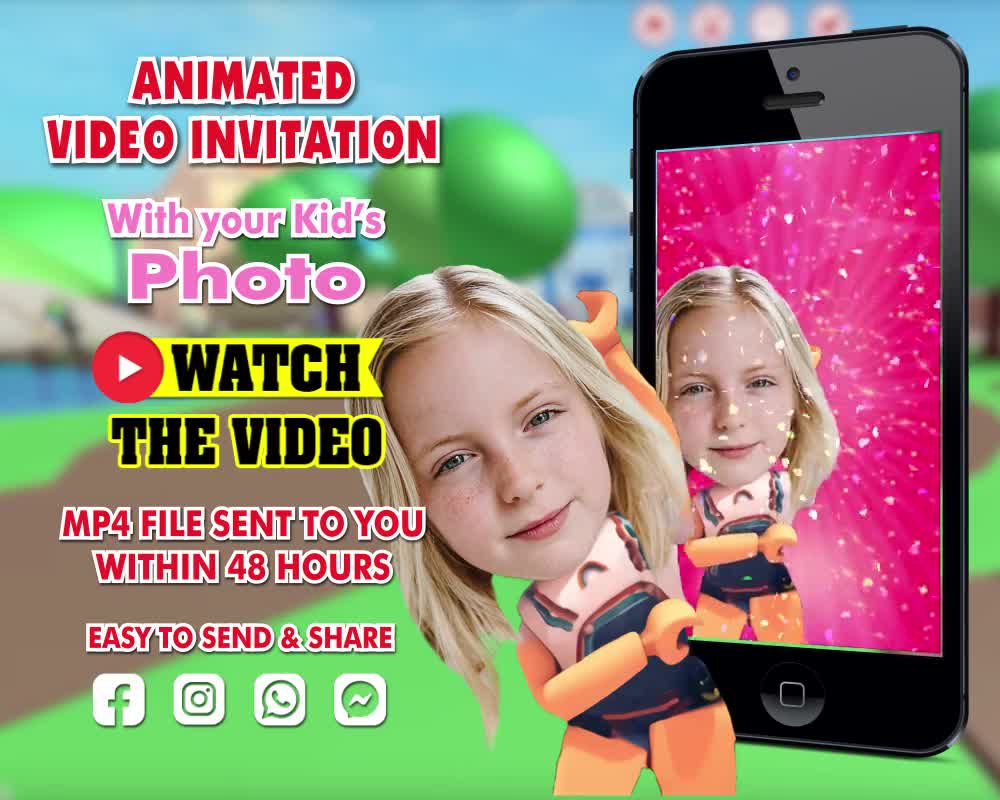 Girl Roblox Birthday Video Invitation With Child's Face as - Etsy Canada