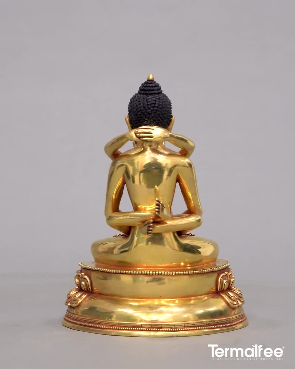 Fane Nepal Buddhism Fane Bronze Gilt Gold Samantabhadra Consort Happy Buddha Statue 
