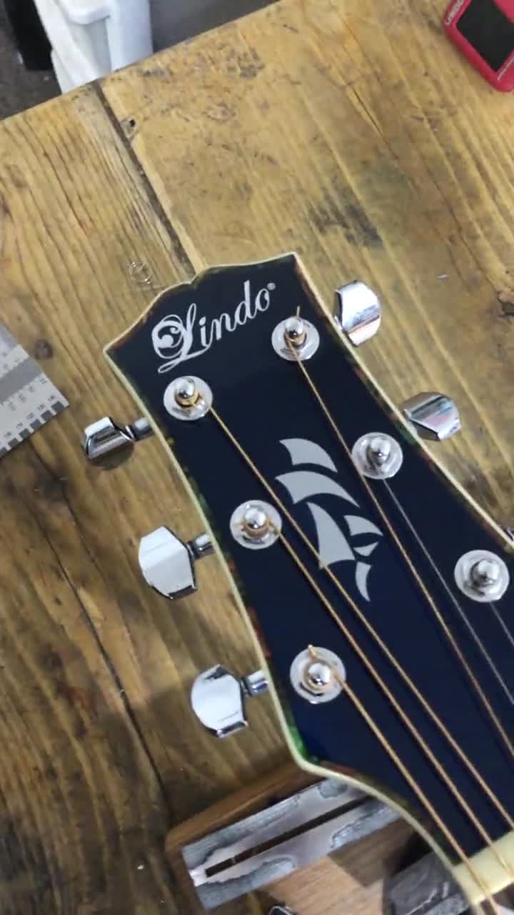 Lindo ORG-SL color azul Guitarra electroacústica con preamplificador y sintonizador LCD 