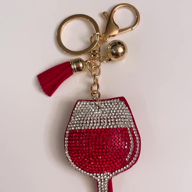 Personalized Custom ANY-NAME RHINESTONE BLING HEART Keychain Bag Charm Keyring 