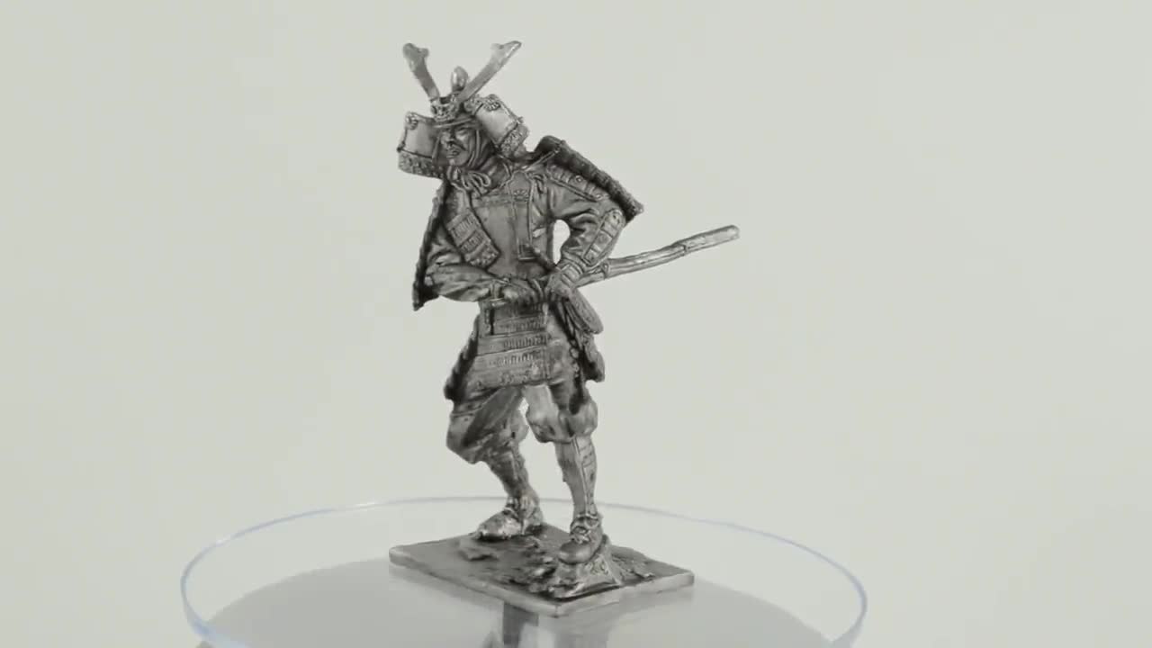 Tin Miniature Toy New Medieval 1/32 Japan Samurai Sculpture Warrior Soldier 54mm 