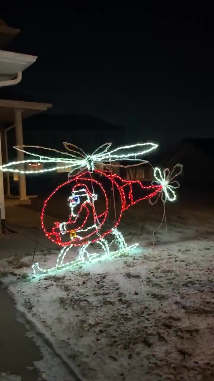 santa in helicopter rope light