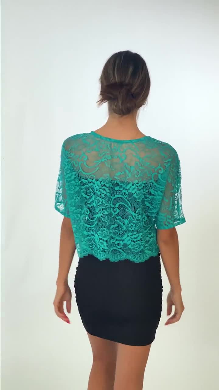 Turquoise Bolero Jacket Lace Cardigan 