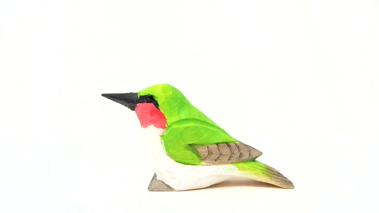 Cardinal Wooden Figurine Statue Red Bird Miniature Songbird Art Memorial Gift 