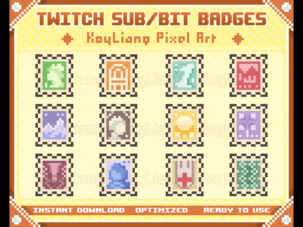 Pixel Twitch Badges For Streamer To Reward Subscriber And Etsy