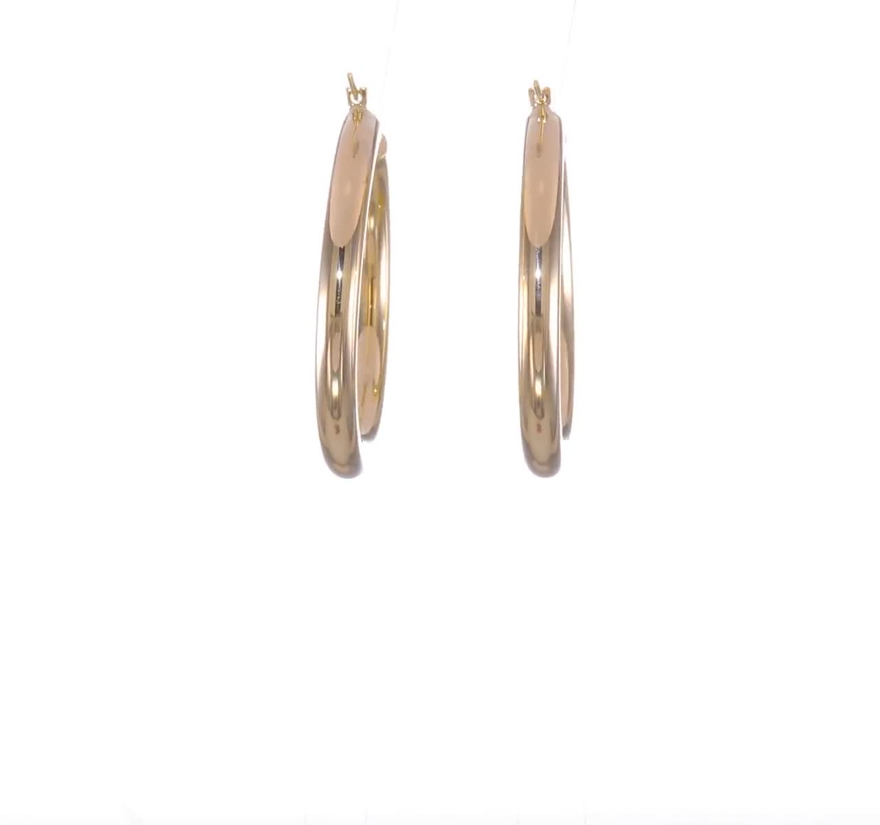 Roy Rose Jewelry 14K Yellow Gold Textured Hoop Earrings 25mm length