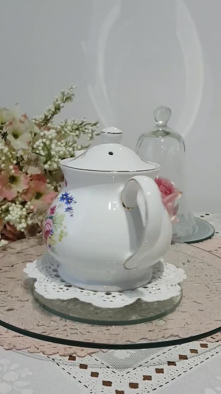 Sadler Teapot, Flower Basket with Pink Roses, Full Size, 5 Cups, Vintage Sadler Teapot, Made in England
