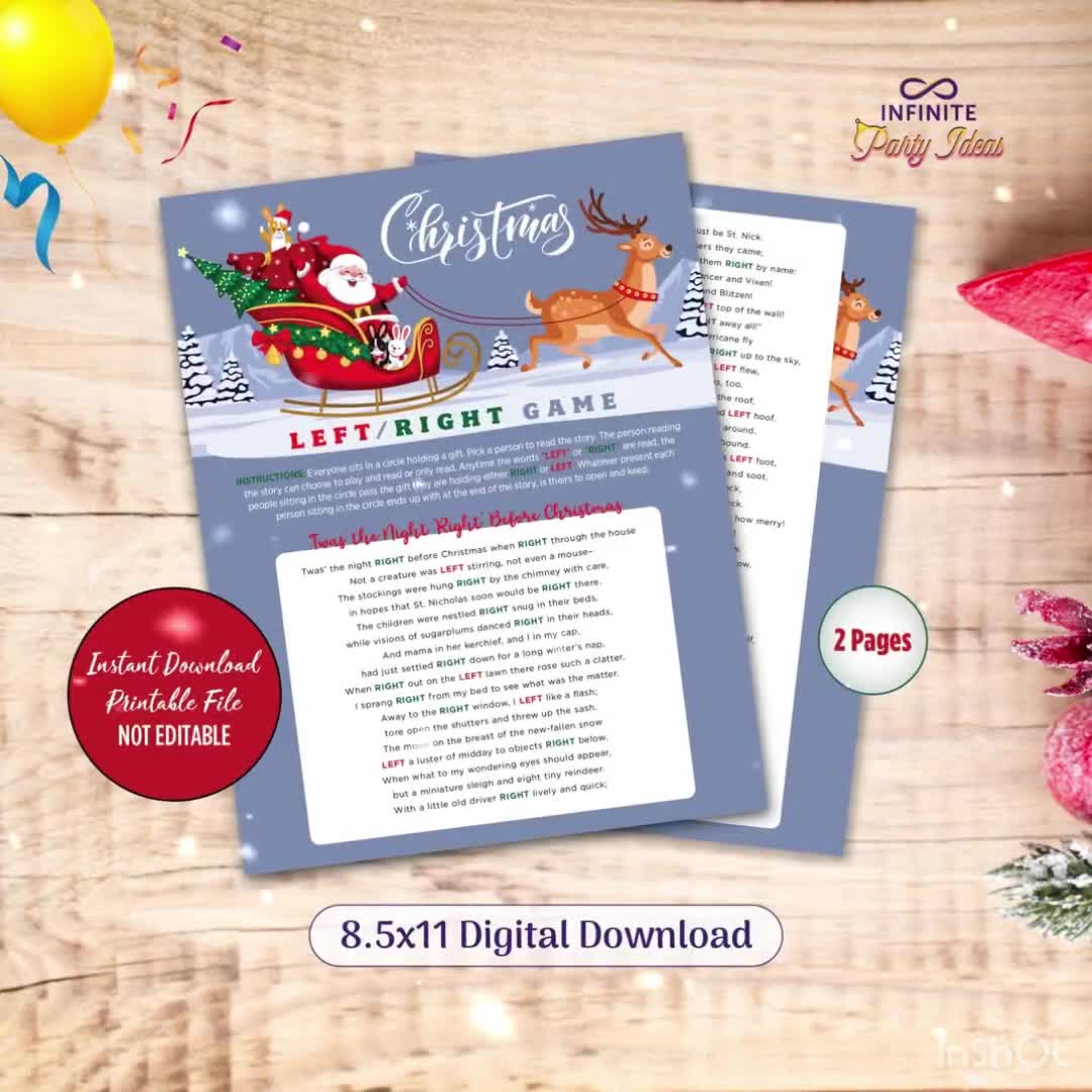 Left Right Christmas Game Christmas Game Left Right - Etsy
