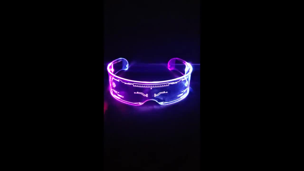 glasses full of science and technology LED luminous glasses led visor glasses etc. four modes of dual control seven color light,Cyberpunk glasses,LED light up glasses led sunshade glasses parties suitable for cosplay bars
