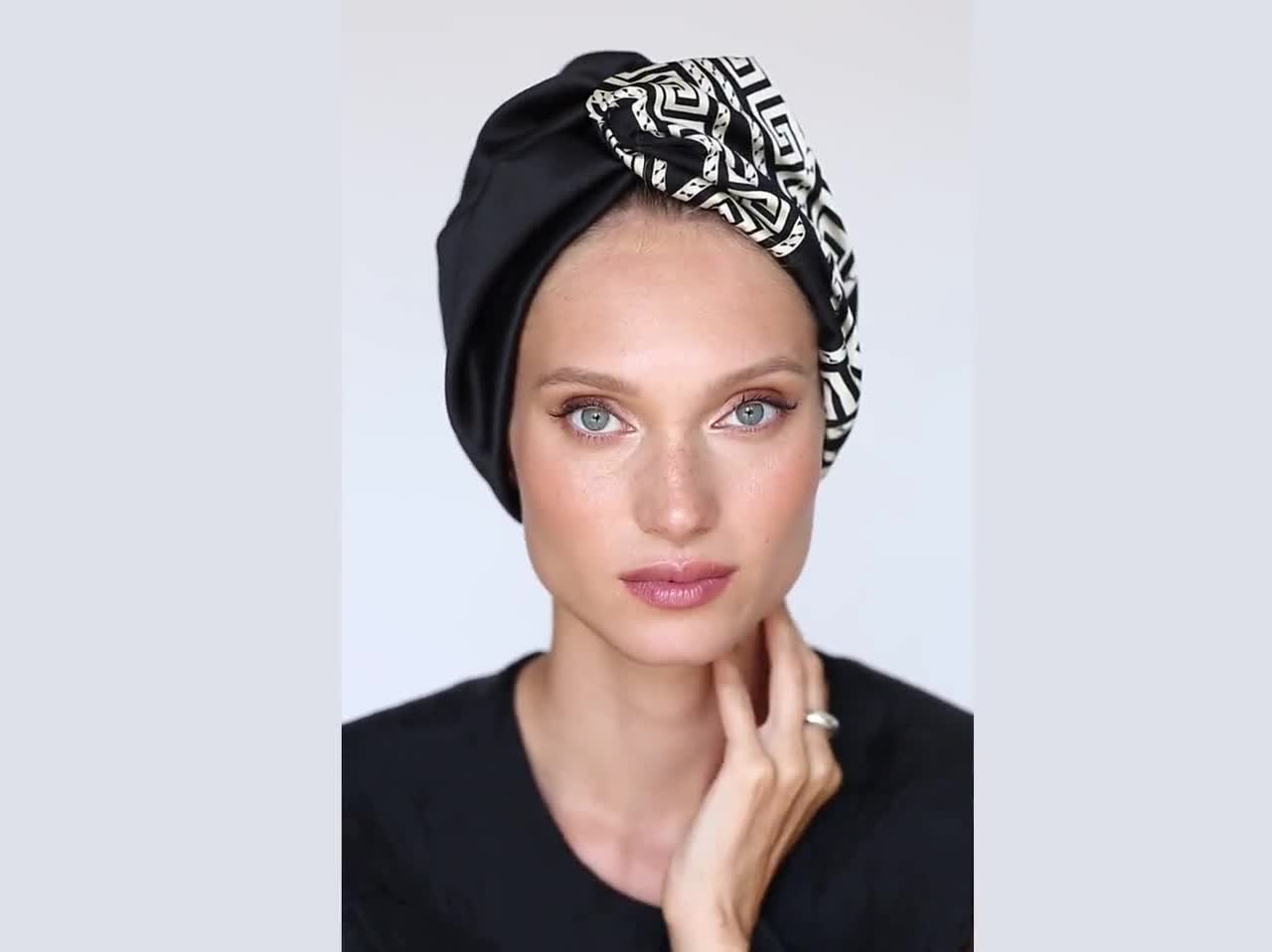 Les femmes musulmanes Chapeau Rétro Turban Chapeau Fleur tête d'impression écharpe Wrap Cap Hairband 