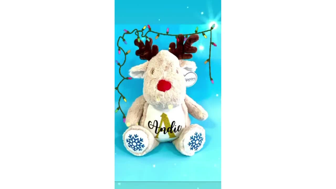 Large Reindeer 46cm Personalised Soft Reindeer Teddy Embroidered & Pyjama Case 