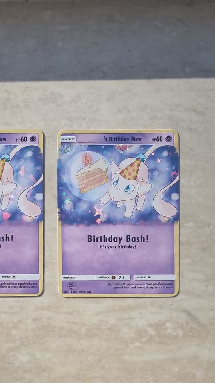 Birthday Mew Pokemon Cards Tcg Trading Card Holo Card Etsy 日本