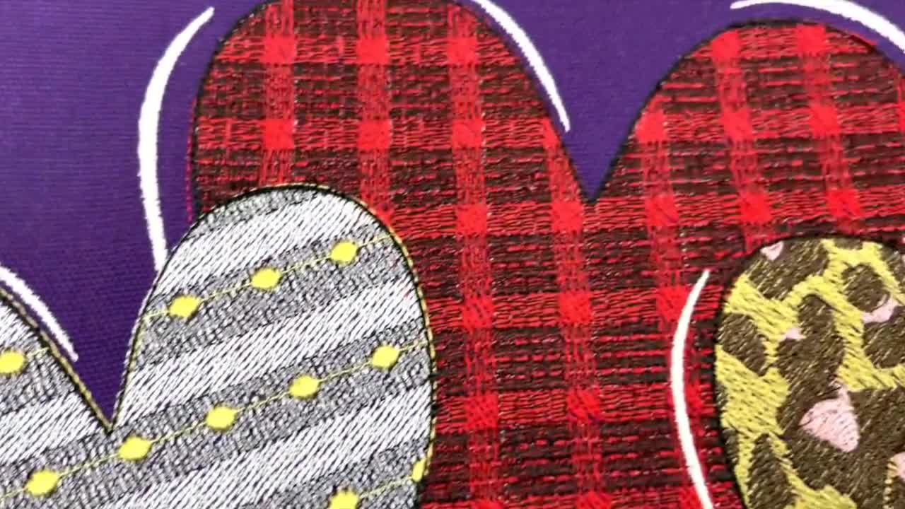 NOT applique Valentine Love Heart gingham tartan plaid pattern machine embroidery design assorted sizes from 2 up to 8in INSTANT DOWNLOAD