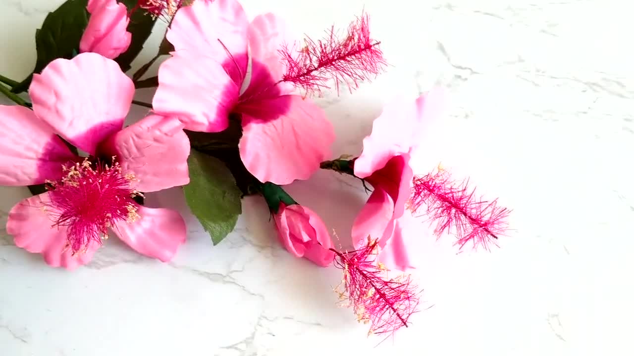 Pink Vintage Millinery Flower 4 1/2" Hibiscus NT4 Lt 