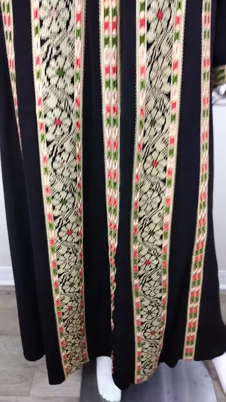 Palestinian Embroidered Thobe Thob Maxi Drees Kaftan Tatreez - Etsy Ireland