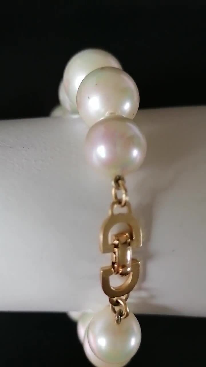 Vintage CHRISTIAN DIOR Beaded Bracelets CD Golden Bracelet Made in Germany