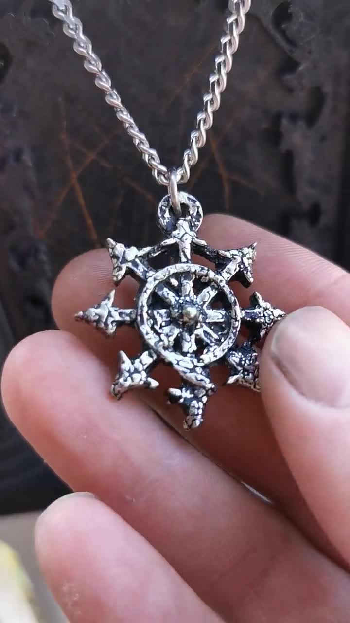 Chaos Star necklace with antique finish