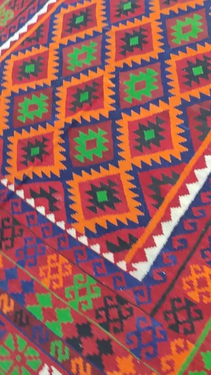 Afghan Maimana Kelim Carpet 300 x 400 Hand Woven Colourful Geometric Handmade g 