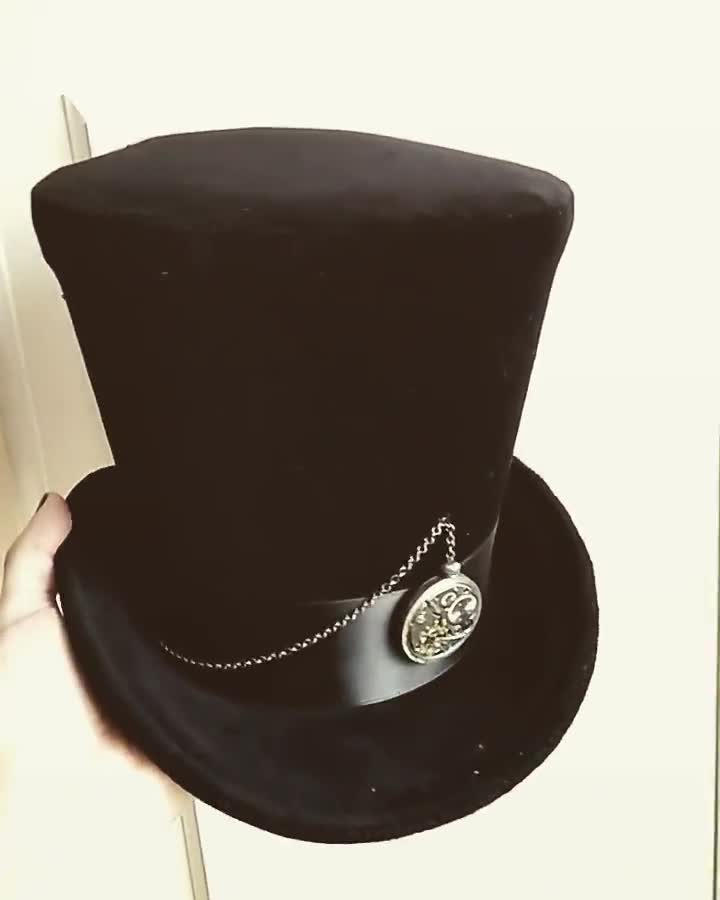 Accessoires Chapeaux et casquettes Bibis et mini chapeaux Black Burning Man Hat Steampunk Top Hat for WOMEN Gothic Mini Top Hat Victorian Ladies Top Hat Cosplay Hat with Watch Movement-Made to Order 