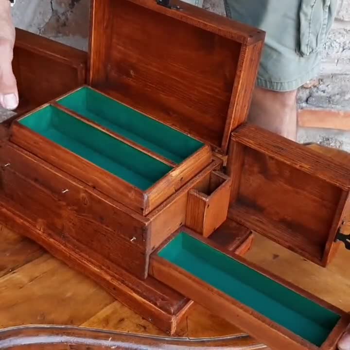28cm joyas caja de madera cuadrados cajita de secretos Box 4 compartimentos interiores 