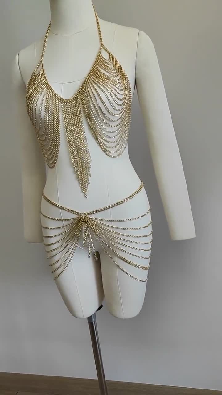 Festival Napoleon Gold Body Chain buik ketting jurk Sieraden Lichaamssieraden Tepelsieraden model FS-39 Boho Body Jewelry Silver Body Harness 