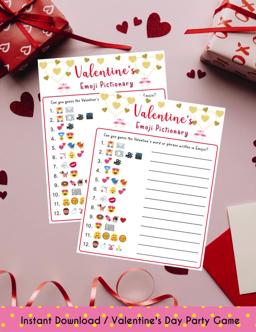 Valentine's Day Emoji Pictionary Game Valentine's - Etsy