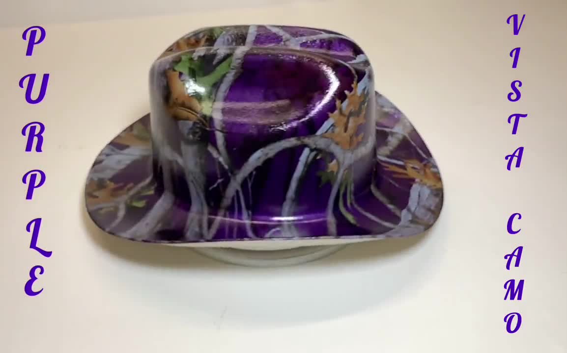 Accesorios Sombreros y gorras Cascos Custom Hydro Sumergido Western Outlaw Hard Hat Purple Vista Camo Cowboy Hat 