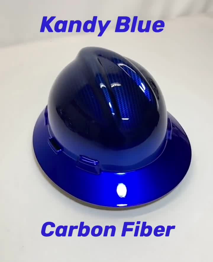 Aangepaste harde hoed blauwe Kandy koolstofvezel met Kandy Blue Brim Hydro Dipped Full Brim MSA Accessoires Hoeden & petten Helmen 