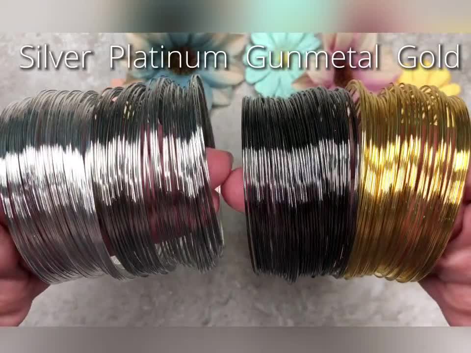 60 COILS 55mm x 0.6mm Memory Wire Platinum Colours Silver Silver Gold