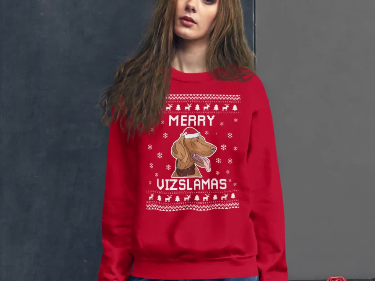 vizsla christmas sweater