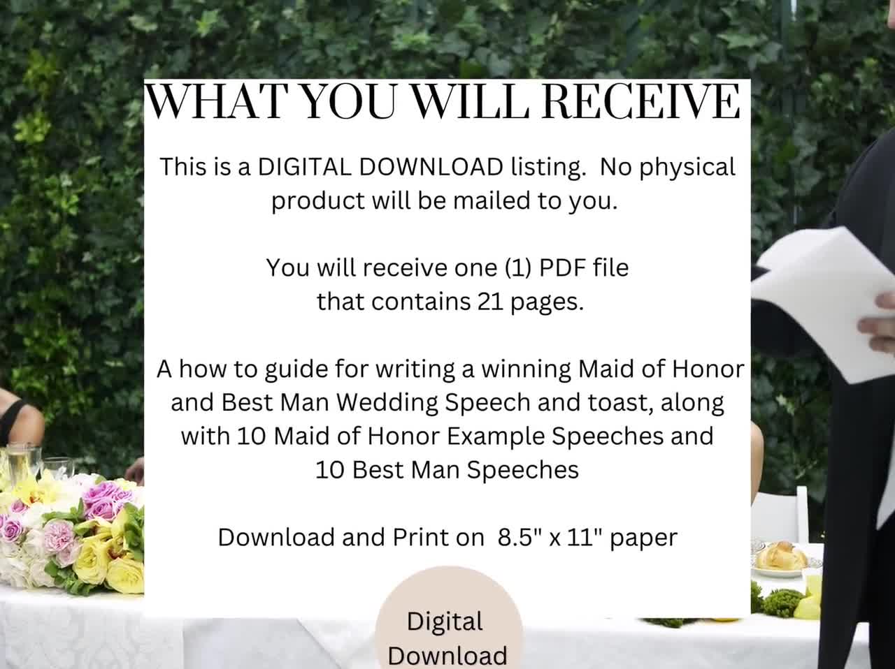 Maid of Honor Wedding Speech Template Best Man Speech - Etsy