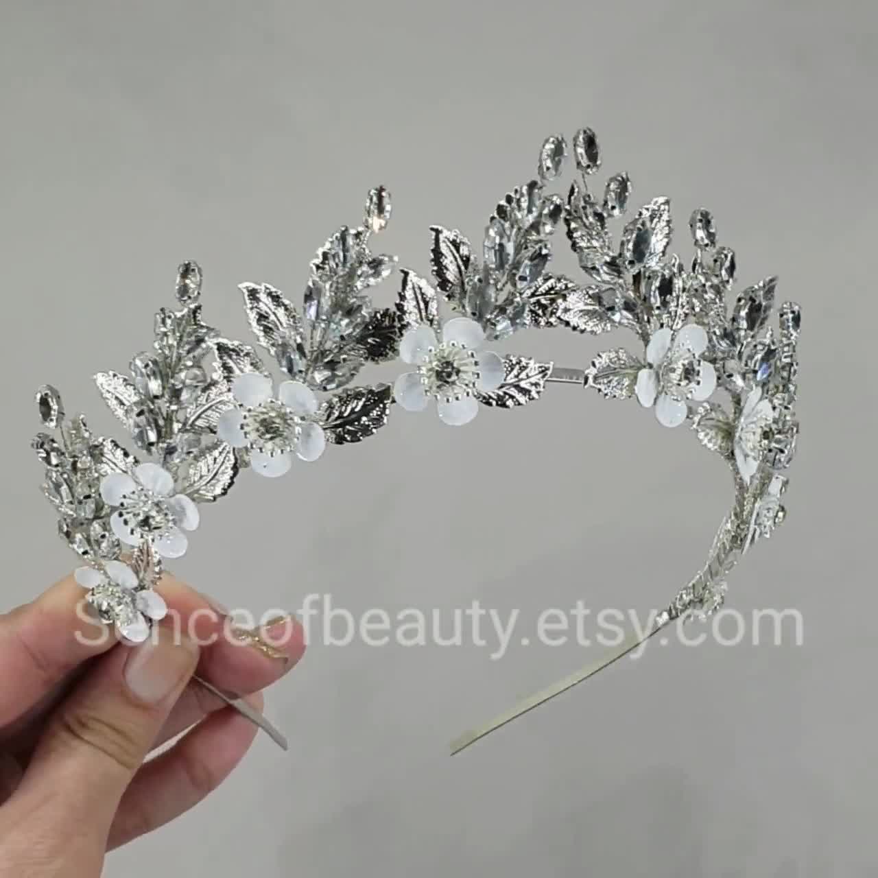 Handmade Bridal Rhinestone Crystal Prom Wedding Tiara Hair Comb 8110 