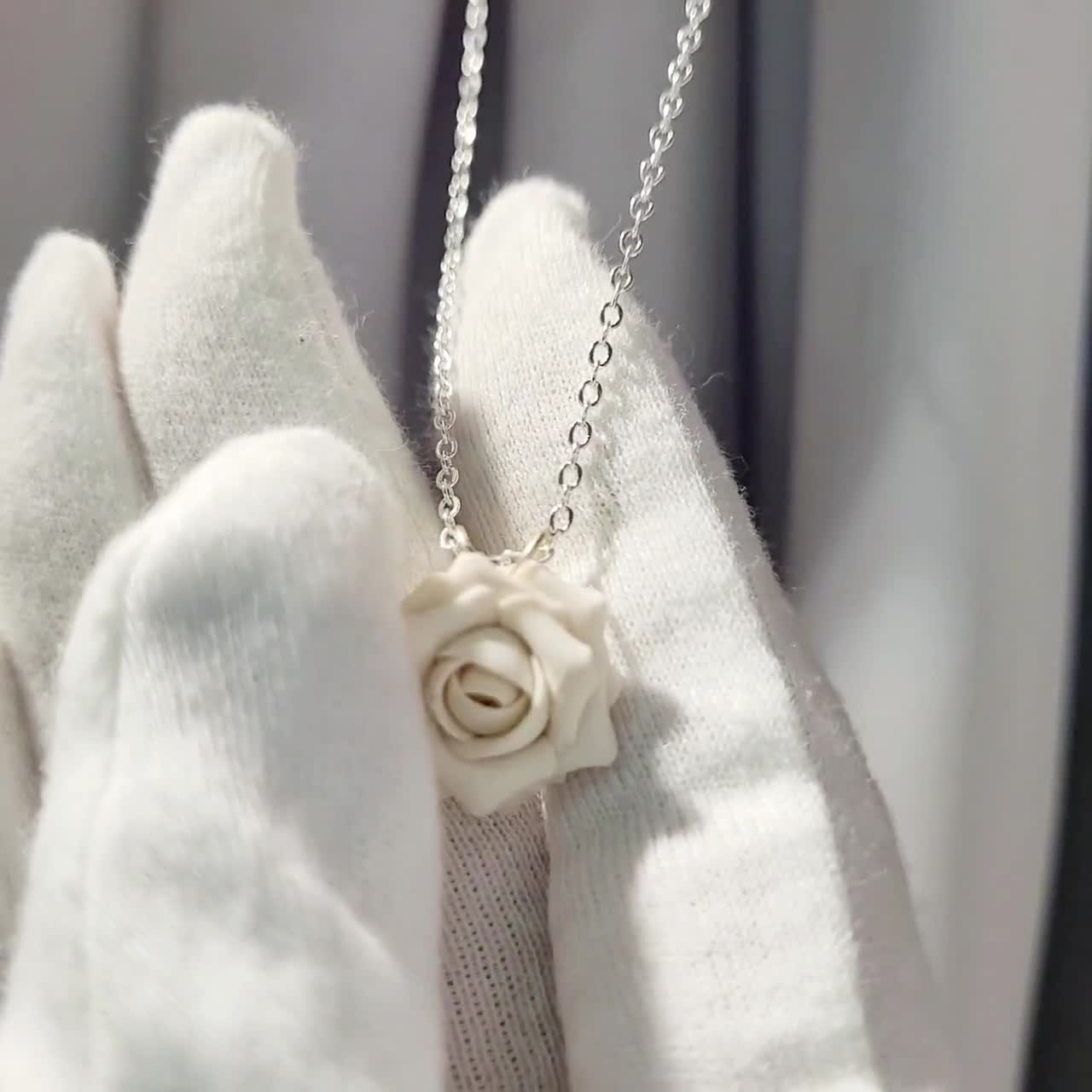 White Rose Necklace White Rose Jewelry 
