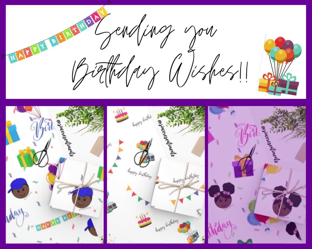 Happy Birthday African American Black Wrapping Paper Gift Wrapping