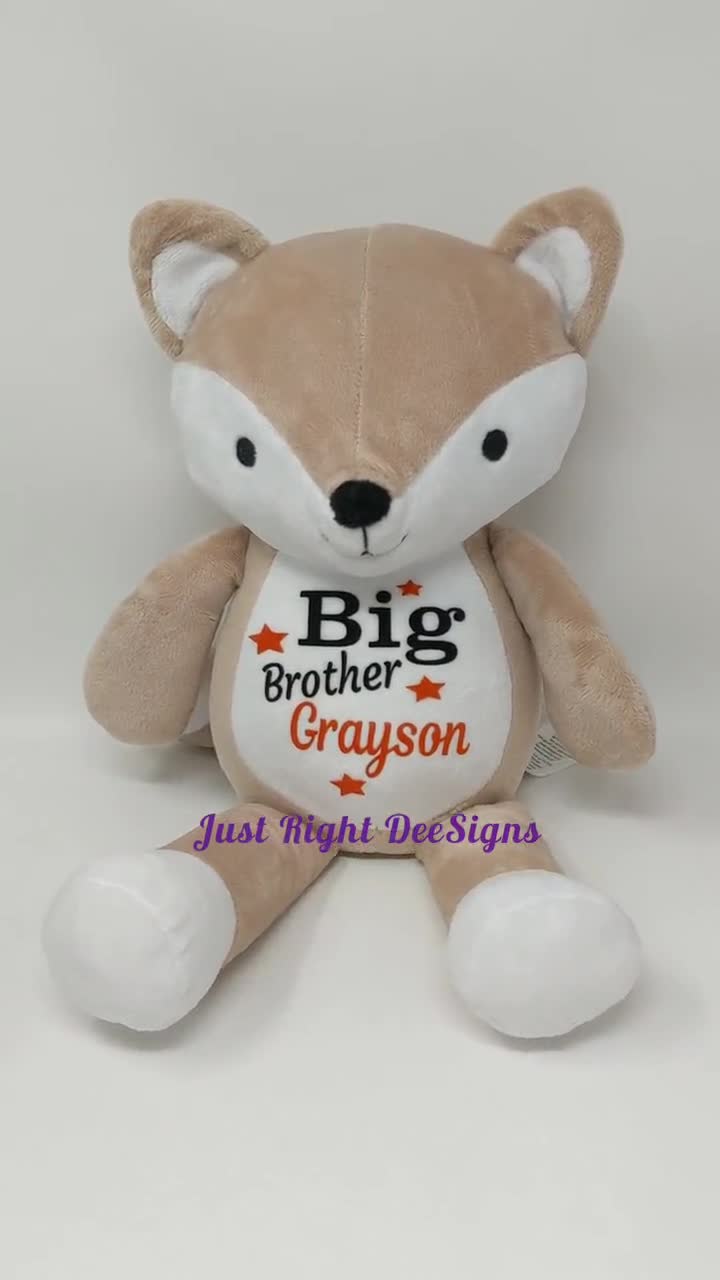 Baptism Christening Dedication Gift Personalized New Sibling Stuffed Fox Gift Nephew Gift |Baby Shower Big Brother Keepsake